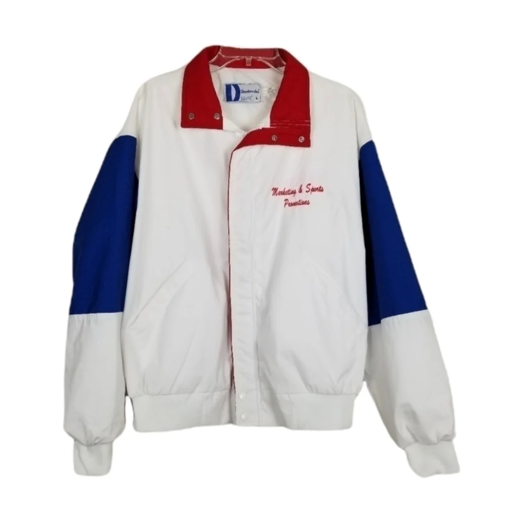 Dunbrooke Windbreaker Men's Size Large Vintage USA Made Full Zip Red White Blue